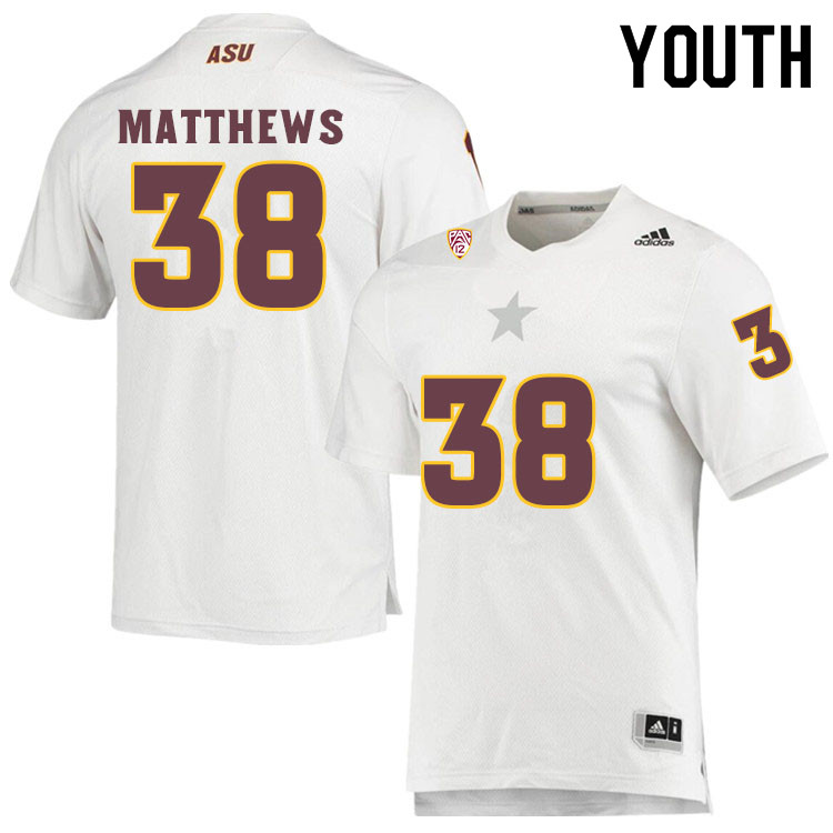 Youth #38 Damon MatthewsArizona State Sun Devils College Football Jerseys Sale-White